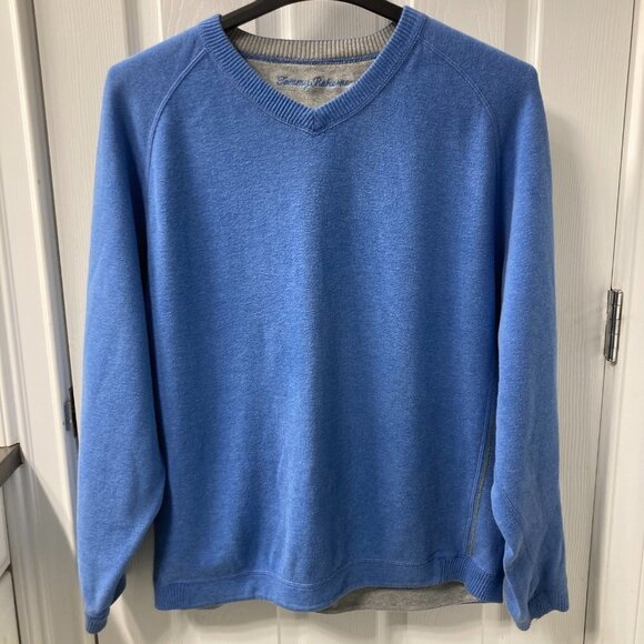 Tommy Bahama Blue Gray Lining V-Neck Sweater Medium/Large - Picture 1 of 6